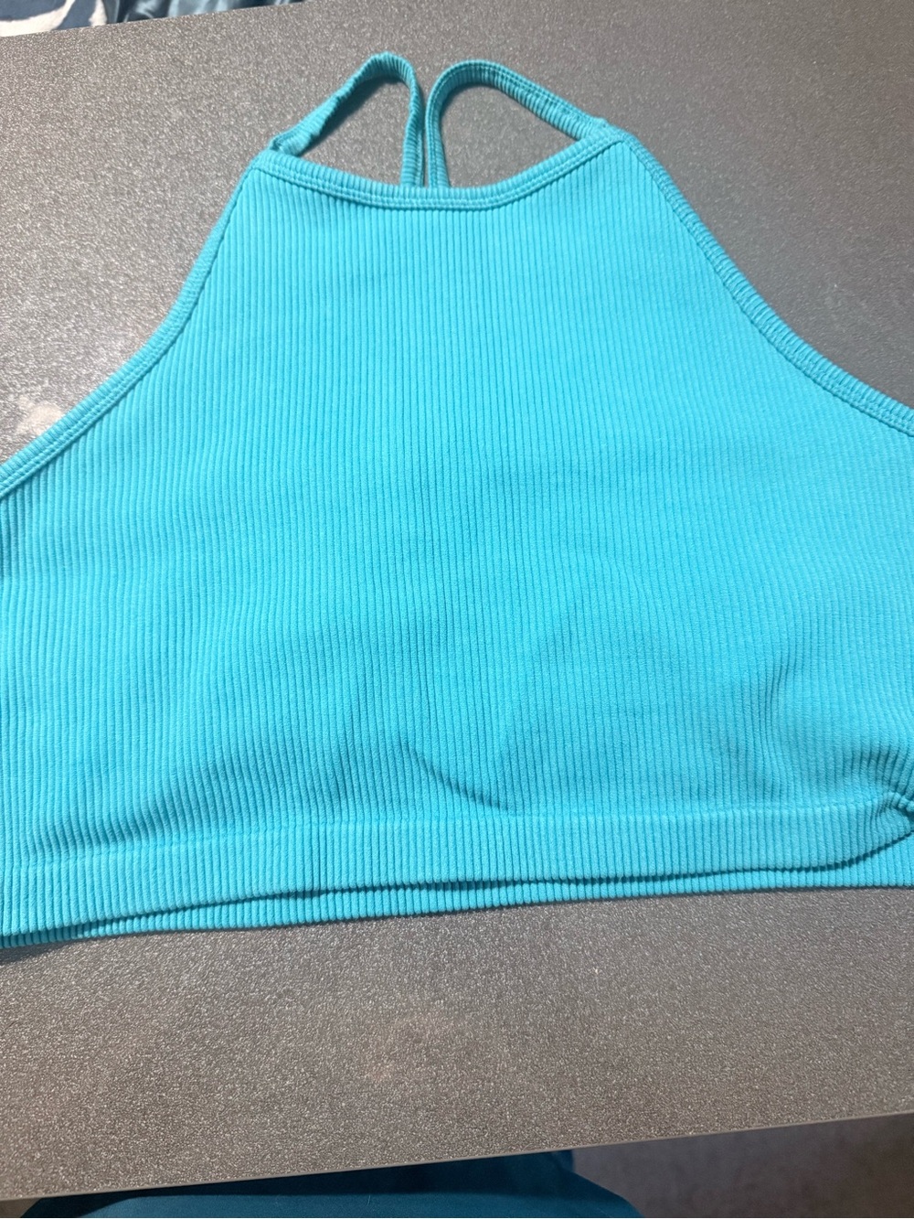 JoyLab Ribbed Halter Crop Top - Turquoise Blue